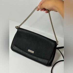 Kate Spade Black  Leather Crossbody Hand Bag Chain Handle & Adjustable Strap